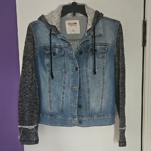 Mossimo Supply Co. Women's Blue Denim Jacket with Gray Sleeves
